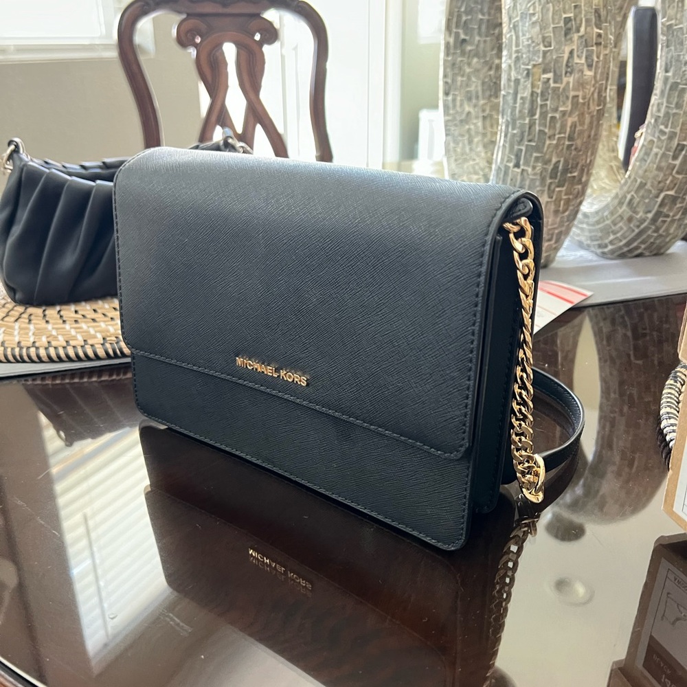 Michael Kors Black Leather Crossbody Bag